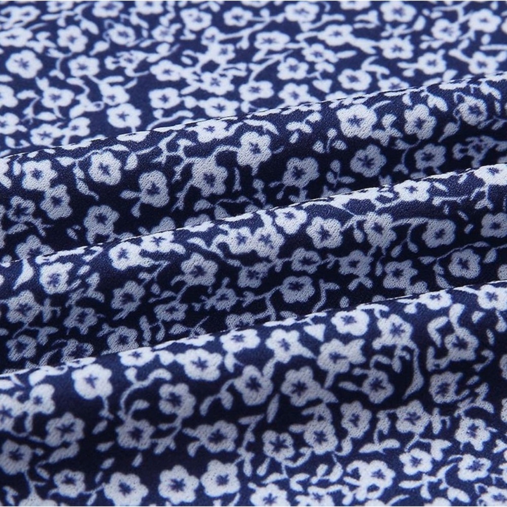 ANGASHION | Navy Blue and White Floral Spaghetti Buttoned Midi Sundress - Picture 6 of 11